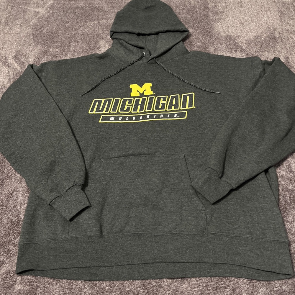 Michigan Wolverines Men's L Gray Full Hoodie Sweatshirt